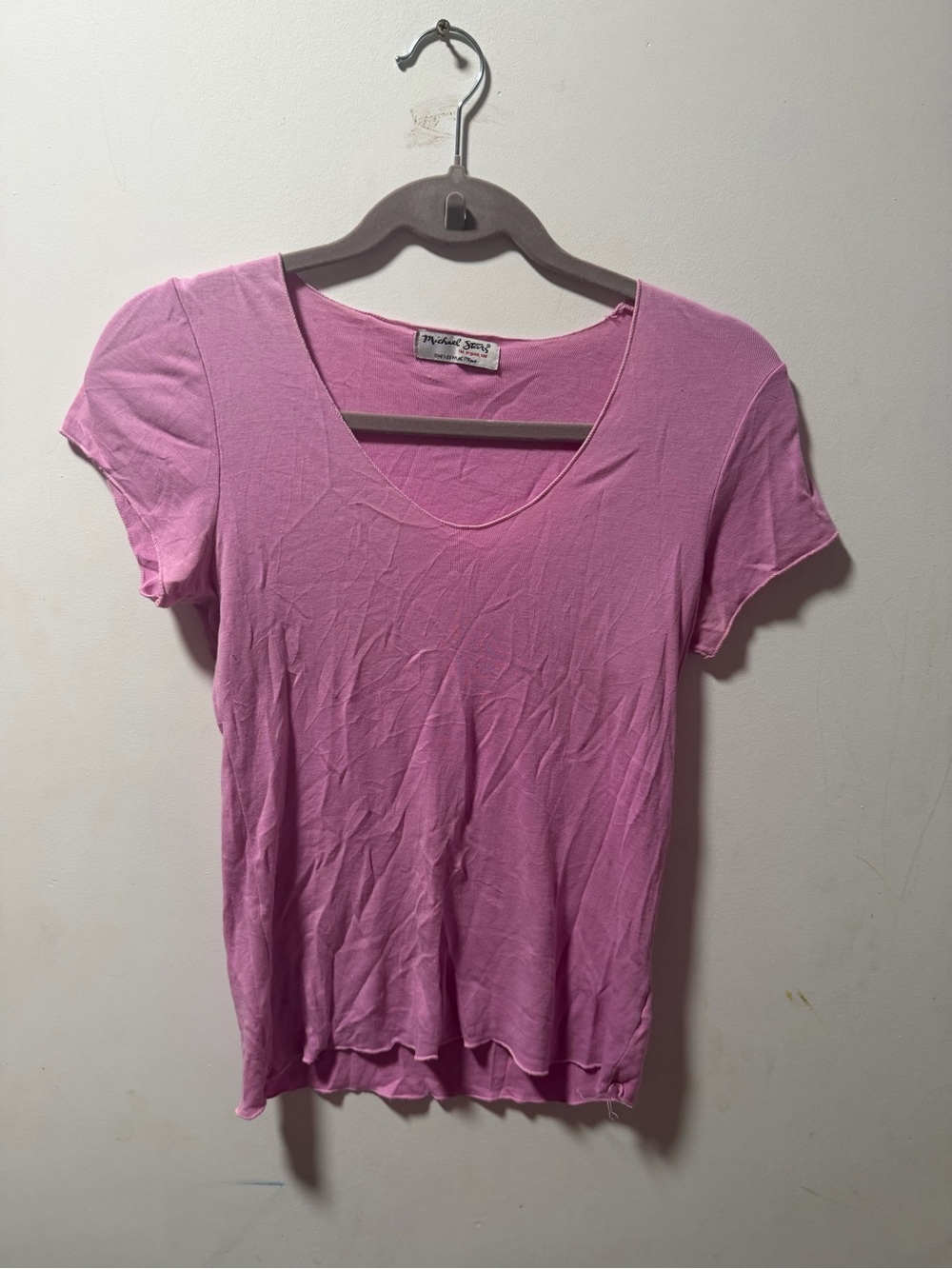 Michael Stars Short Sleeve Scoop Neck Tee in Pink